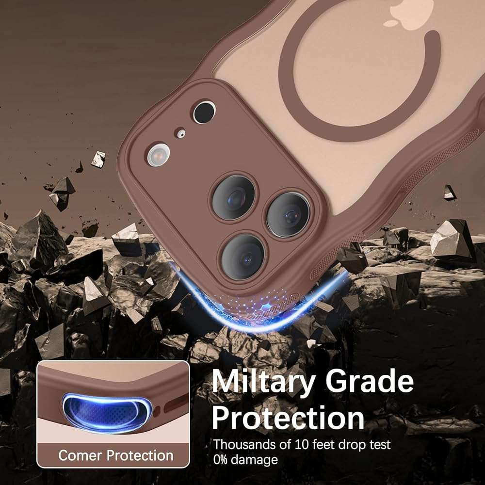 BENTOBEN Magnetic for iPhone 17 Pro Max Case, Cute Wavy [Full Camera Protection][Compatible with MagSafe] Matte Anti-Slip Bumper Women Girls Boys Protective Cover for 17 ProMax 6.9", Desert Titanium - Image 7