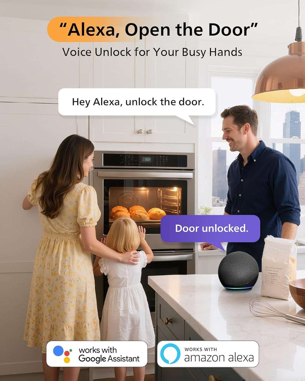 Philips Touchscreen WiFi Smart Lock with Handle Set, Built-in WiFi, Remote Control & Voice Control, Fingerprint Keyless Entry Door Lock, Smart Locks for Front Door Deadbolt, Auto-Lock, Matte Black - Image 4