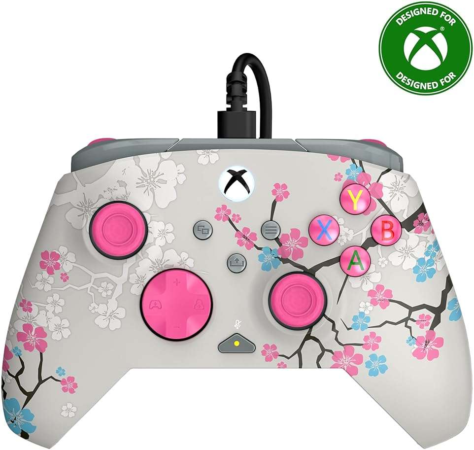 Turtle Beach Rematch Advanced Wired Gaming Controller Licensed for Xbox Series X|S, Xbox One, Windows PC - Colorful, Remappable Buttons, Hair Triggers, Audio Controls, Impulse Triggers - Cherry Blossom - Image 1