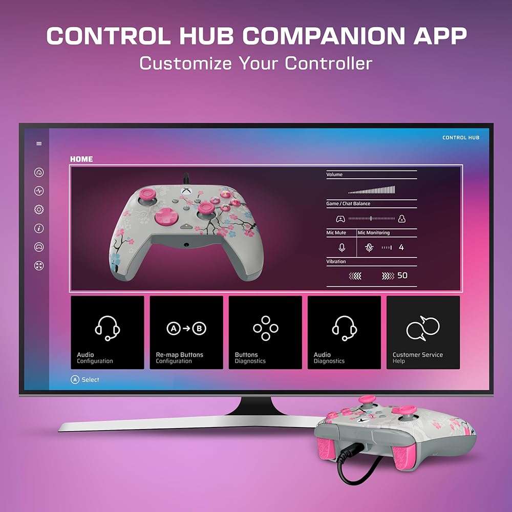 Turtle Beach Rematch Advanced Wired Gaming Controller Licensed for Xbox Series X|S, Xbox One, Windows PC - Colorful, Remappable Buttons, Hair Triggers, Audio Controls, Impulse Triggers - Cherry Blossom - Image 8