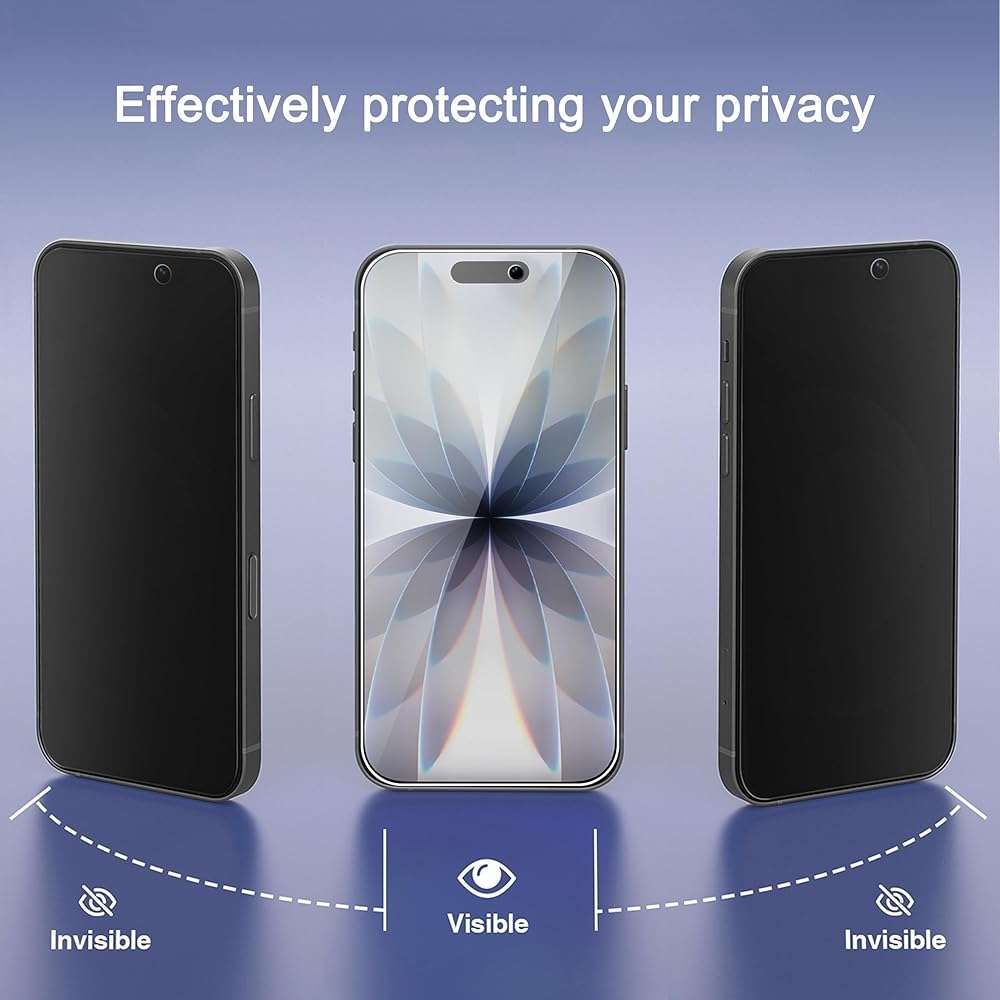 Ailun 3 Pack Privacy Screen Protector for iPhone 17 / iPhone 16 Pro [6.3 inch] with installation frame, Anti Spy Private Tempered Glass Case Friendly [Not for iPhone 17 Pro/17 Pro Max/iPhone Air] - Image 2