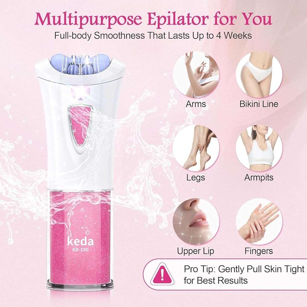 Skin Epilator, 2026 New Epilators Hair Removal for Face, Smooth Glide Epilators for Women with LED Light, Cordless Facial Hair Removal for Bikini Arm Legs Underarm, Portable Epilator - Image 2