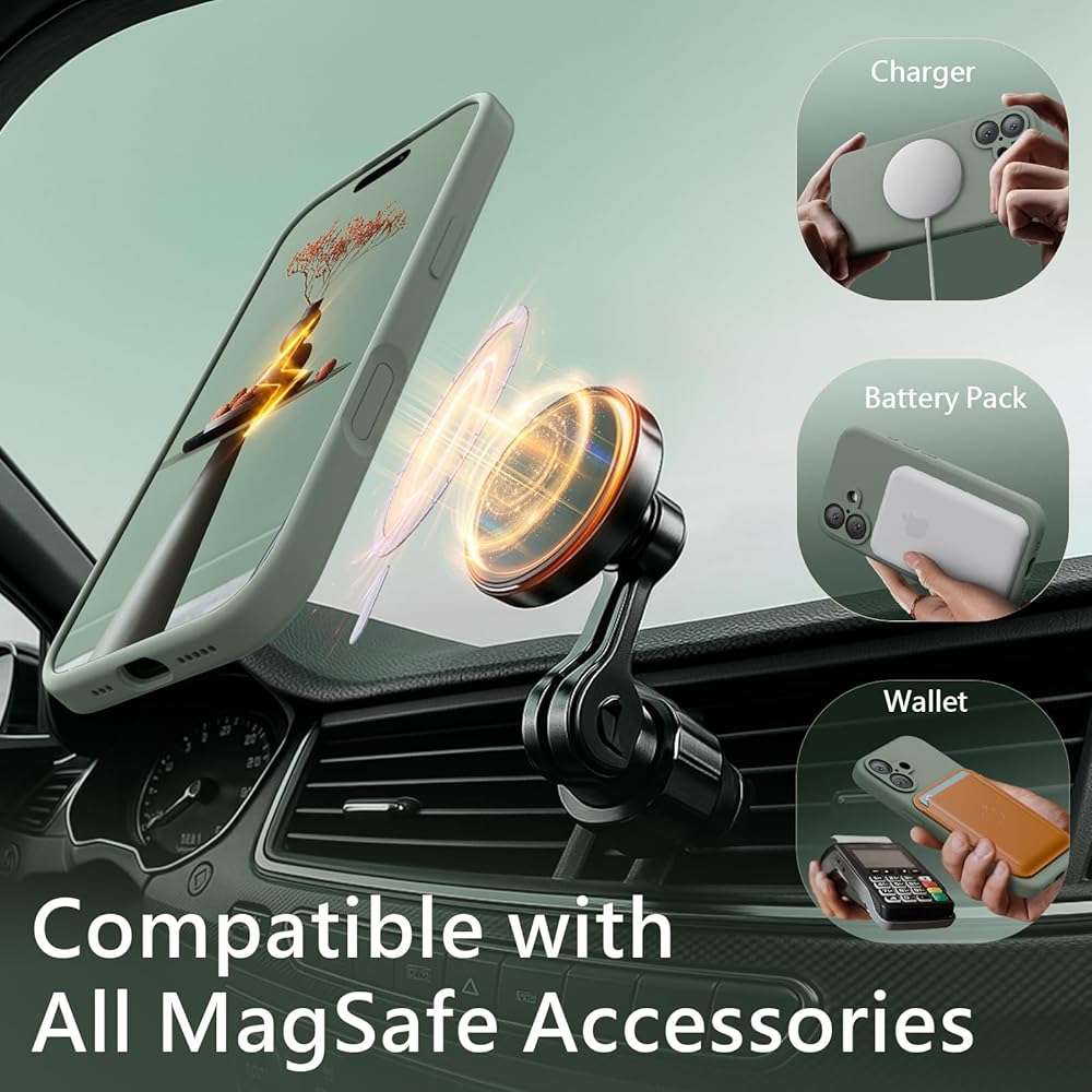 FireNova Magnetic for iPhone 17 Case, Compatible with MagSafe, [Integrated Silicone Camera Control Button] [Camera Protection] Anti-Scratch Microfiber Lining Phone Case, 6.3", Calke Green - Image 5