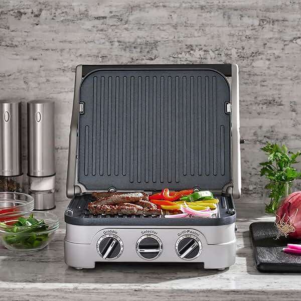 Cuisinart Griddler Indoor Grill, Panini Press, Sandwich Maker & More, 5-in-1 Grilling, Dishwasher-Safe Nonstick Cooking Plates, GR-4NNAS, Stainless Steel - Image 2