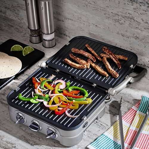 Cuisinart Griddler Indoor Grill, Panini Press, Sandwich Maker & More, 5-in-1 Grilling, Dishwasher-Safe Nonstick Cooking Plates, GR-4NNAS, Stainless Steel - Image 4