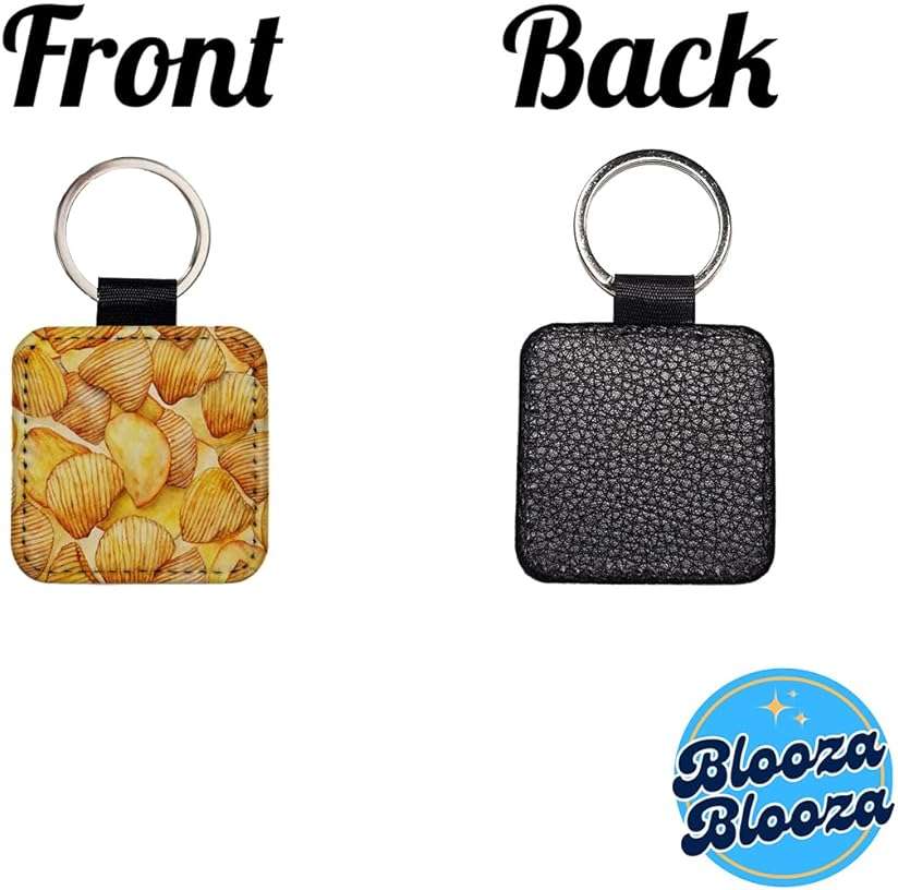 Blooza Blooza Lots Of Potato Chips Square Faux Leather Keychain - Image 4