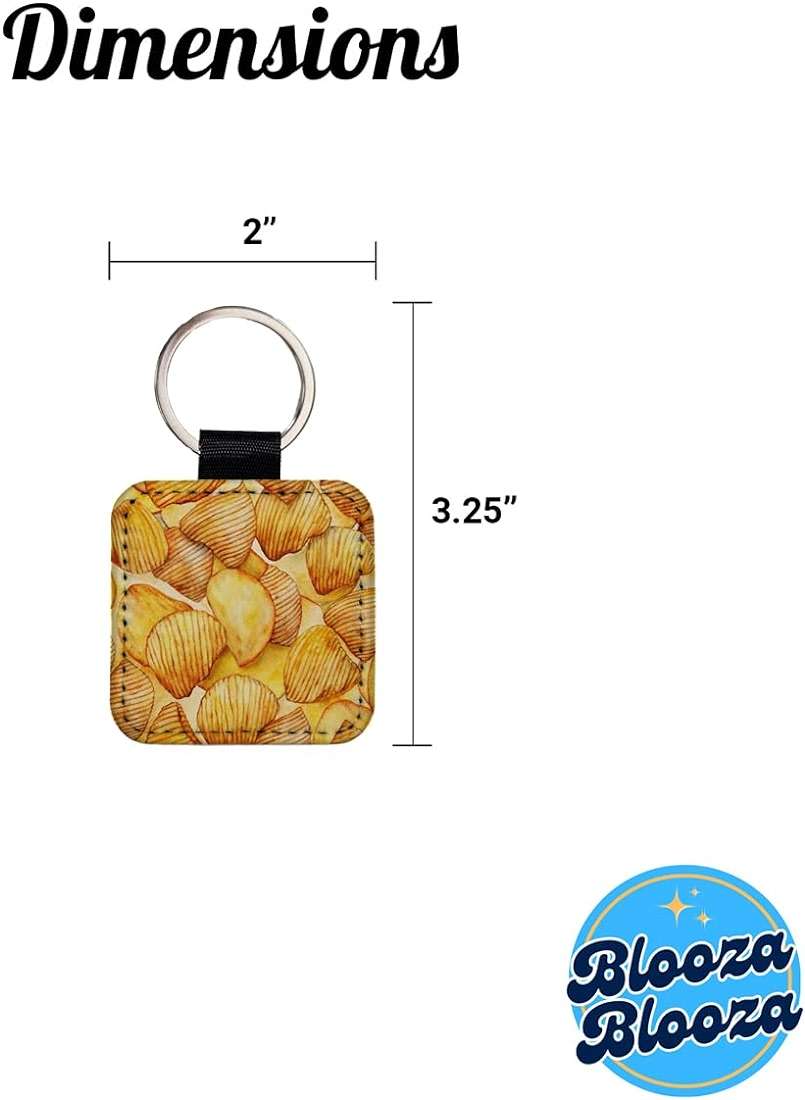 Blooza Blooza Lots Of Potato Chips Square Faux Leather Keychain - Image 5