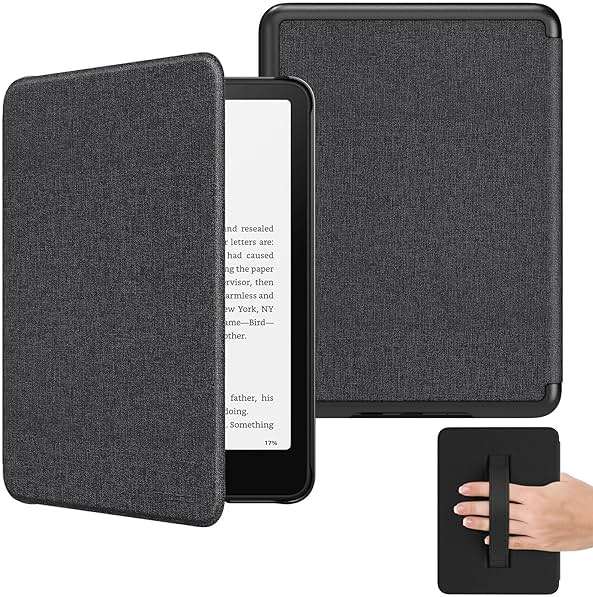 MoKo Case for All-New 7" Kindle Paperwhite(12th Gen 2024) and Kindle Colorsoft Signature Edition 2024, Lightweight Shell Cover with Hand Strap Auto Wake/Sleep for Kindle Paperwhite 2024, Denim Black - Image 1