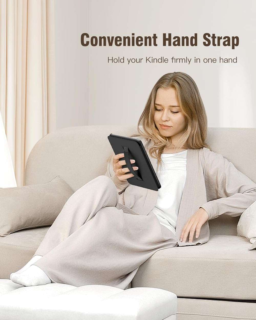 MoKo Case for All-New 7" Kindle Paperwhite(12th Gen 2024) and Kindle Colorsoft Signature Edition 2024, Lightweight Shell Cover with Hand Strap Auto Wake/Sleep for Kindle Paperwhite 2024, Denim Black - Image 3