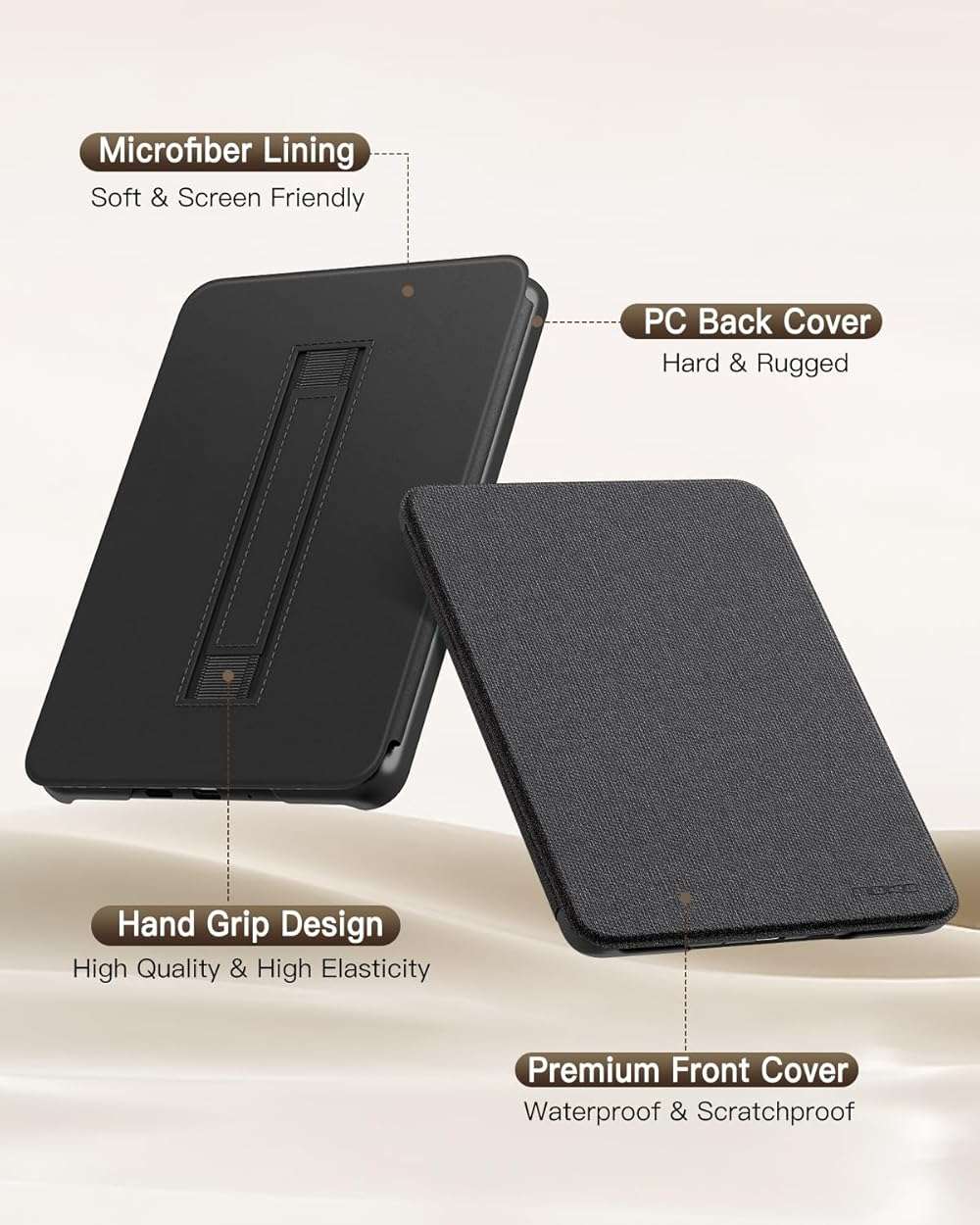 MoKo Case for All-New 7" Kindle Paperwhite(12th Gen 2024) and Kindle Colorsoft Signature Edition 2024, Lightweight Shell Cover with Hand Strap Auto Wake/Sleep for Kindle Paperwhite 2024, Denim Black - Image 5
