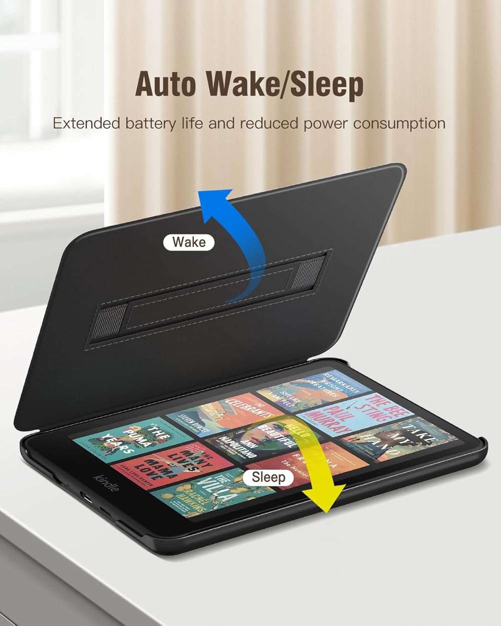 MoKo Case for All-New 7" Kindle Paperwhite(12th Gen 2024) and Kindle Colorsoft Signature Edition 2024, Lightweight Shell Cover with Hand Strap Auto Wake/Sleep for Kindle Paperwhite 2024, Denim Black - Image 6