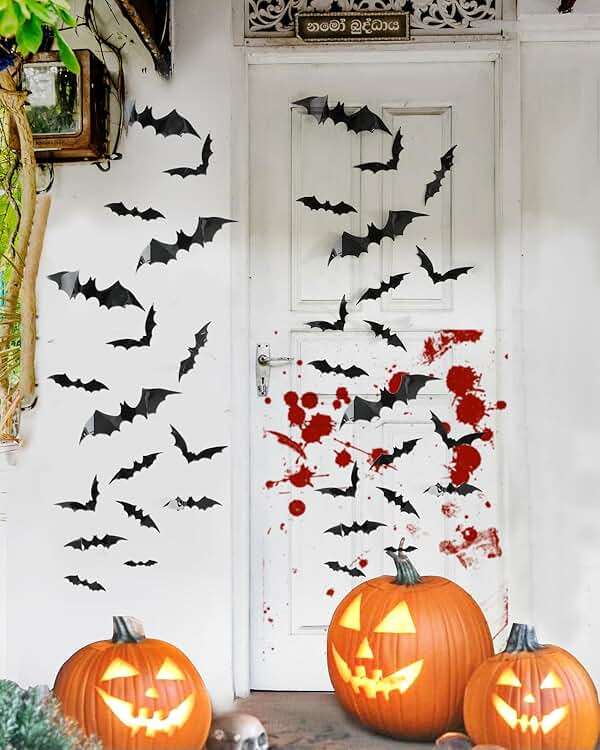 120pcs Halloween Bats Decorations Outdoor Indoor, Halloween Party Supplies, 3D Bat Stickers for Wall Window Home Kitchen Scary Decor (4 Sizes, Black) - Image 3