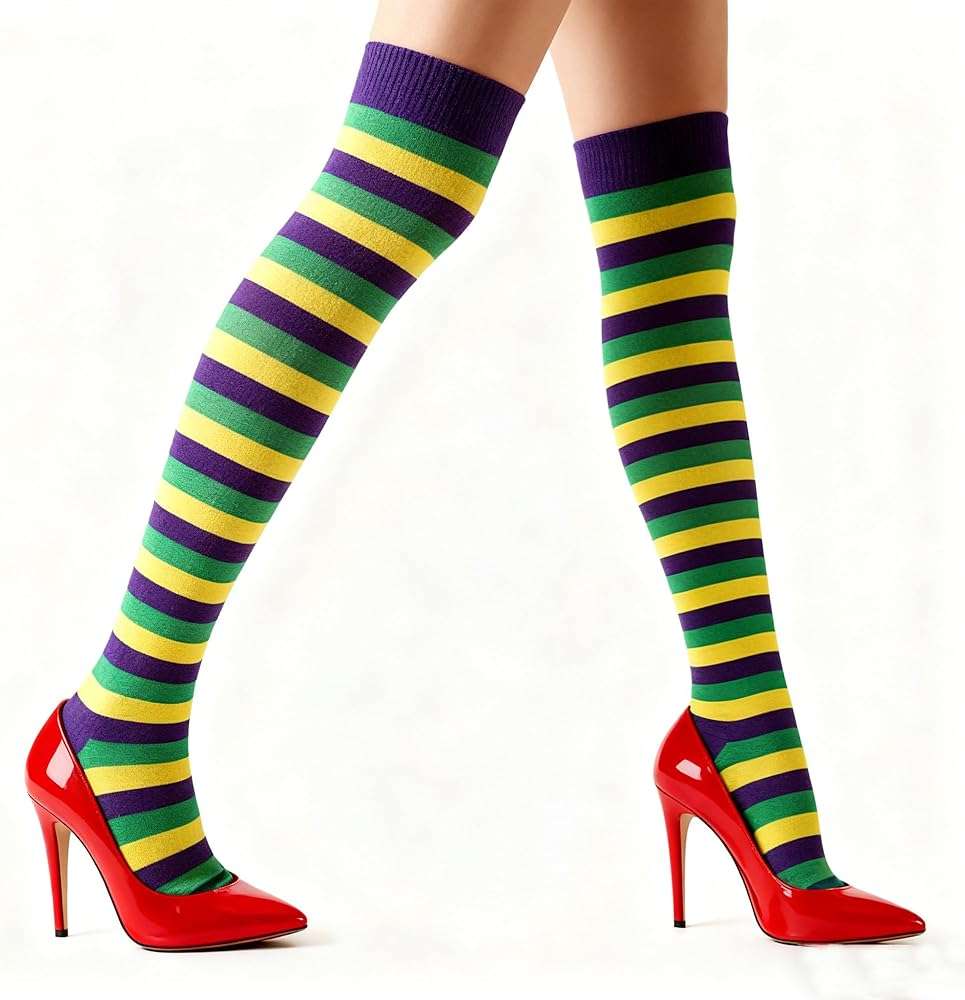IZUS Women Thigh Over Knee Socks Stretchy Boot High Socks Striped Novelty for Girl Halloween Christmas Cosplay Daily Wear - Image 7