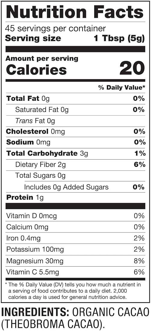Plant Junkie Organic Cacao Powder, 8 oz - Unsweetened, Rich Dark Chocolate Taste, Certified Non GMO, Gluten Free, Kosher - Image 3