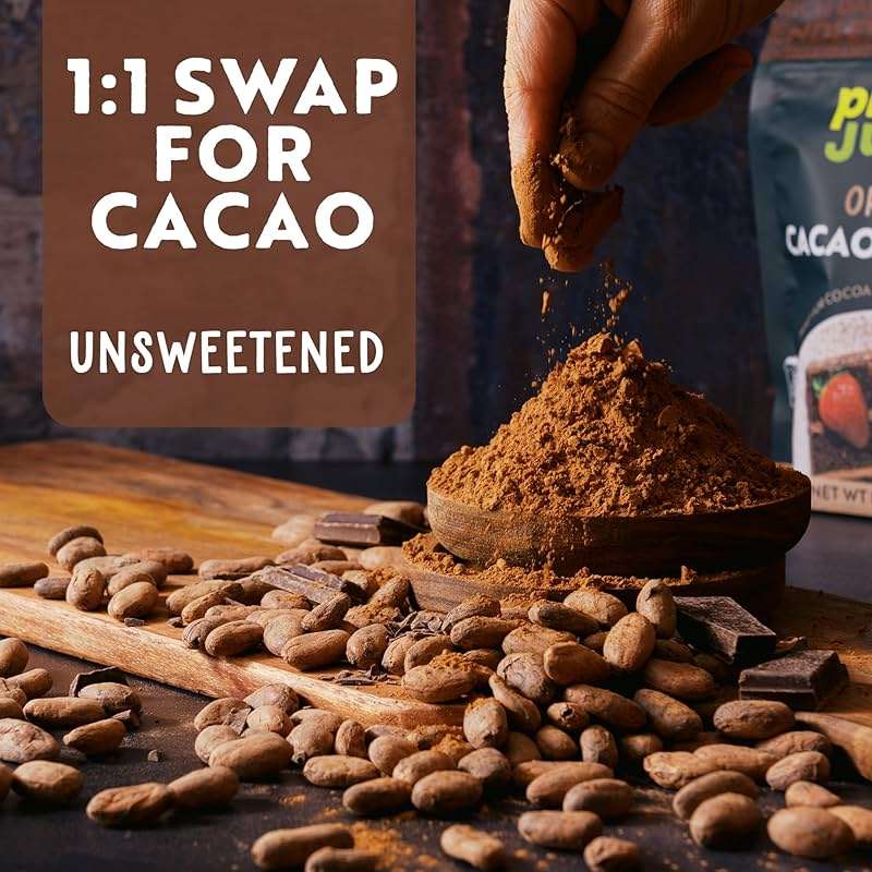 Plant Junkie Organic Cacao Powder, 8 oz - Unsweetened, Rich Dark Chocolate Taste, Certified Non GMO, Gluten Free, Kosher - Image 5