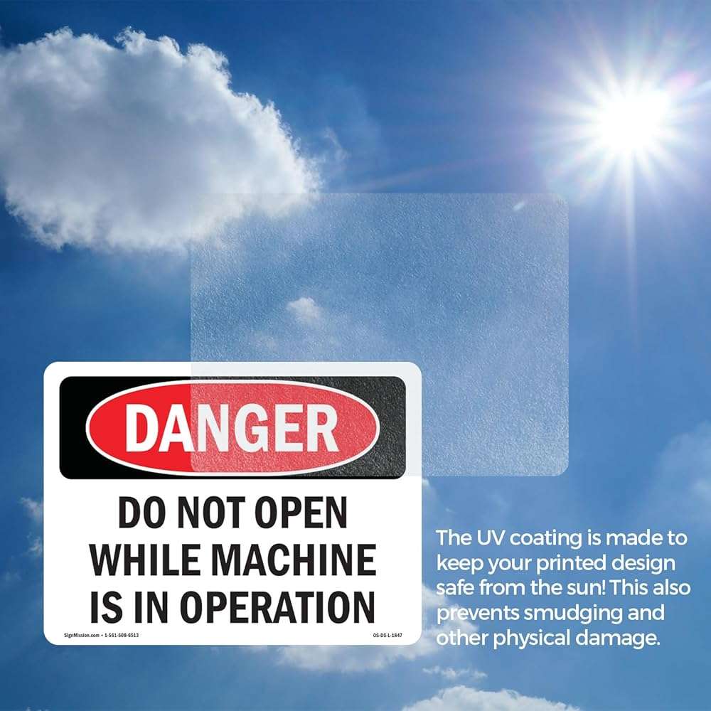 Do Not Open While Machine Is In Operation OSHA Danger Vinyl Decal Label 5 Inch x 3.5 Inch - 5 Pack - Image 5