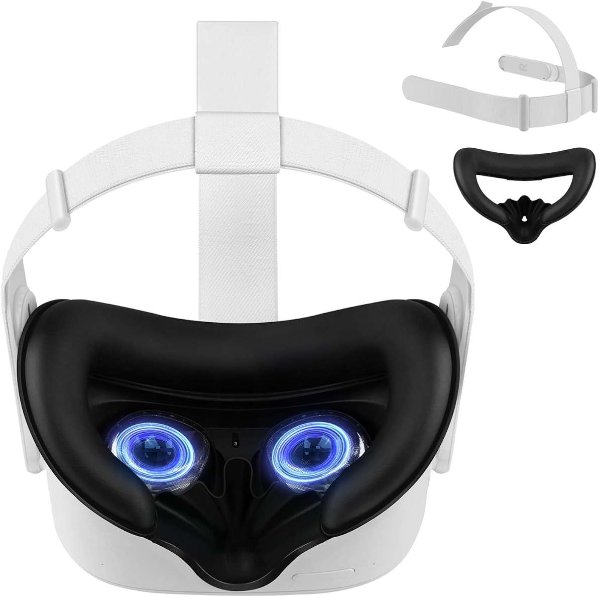 Head Strap and Face Cover Pad for Oculus Quest 2, Original Replacement Headstrap&Sweatproof PU Leather Face Cushion Pad - VR Accessories Kit Compatible with Meta Quest 2 Headset - Image 4