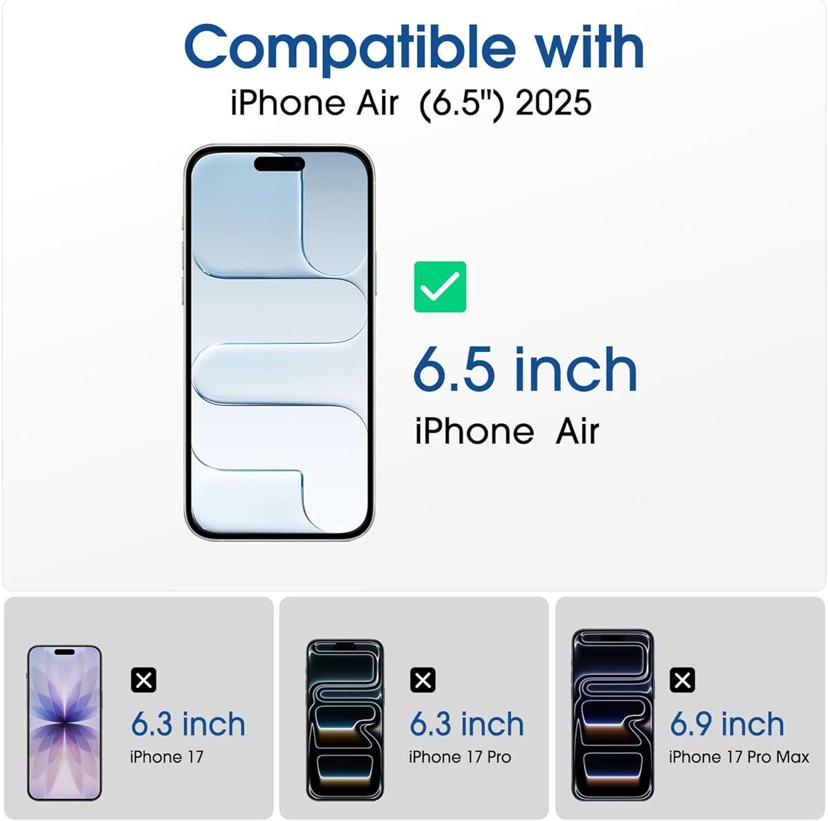 amFilm Auto-Alignment OneTouch Screen Protector for iPhone Air 17 [6.5"] + Camera Lens Protector, Bubble Free, 9H Tempered Glass, Anti-Scratch, Drop Protection, HD Clear, Case Friendly (17-6.5”) - Image 2