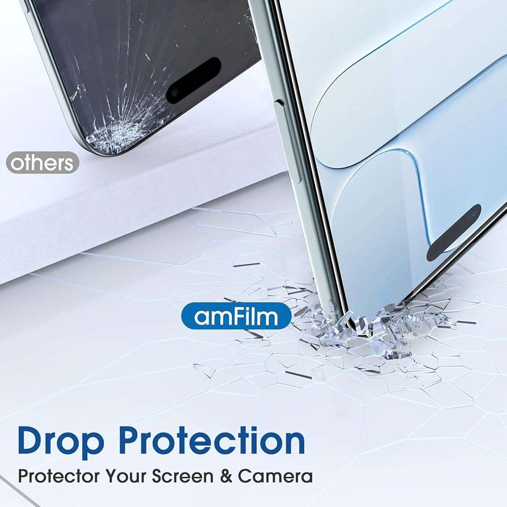 amFilm Auto-Alignment OneTouch Screen Protector for iPhone Air 17 [6.5"] + Camera Lens Protector, Bubble Free, 9H Tempered Glass, Anti-Scratch, Drop Protection, HD Clear, Case Friendly (17-6.5”) - Image 6