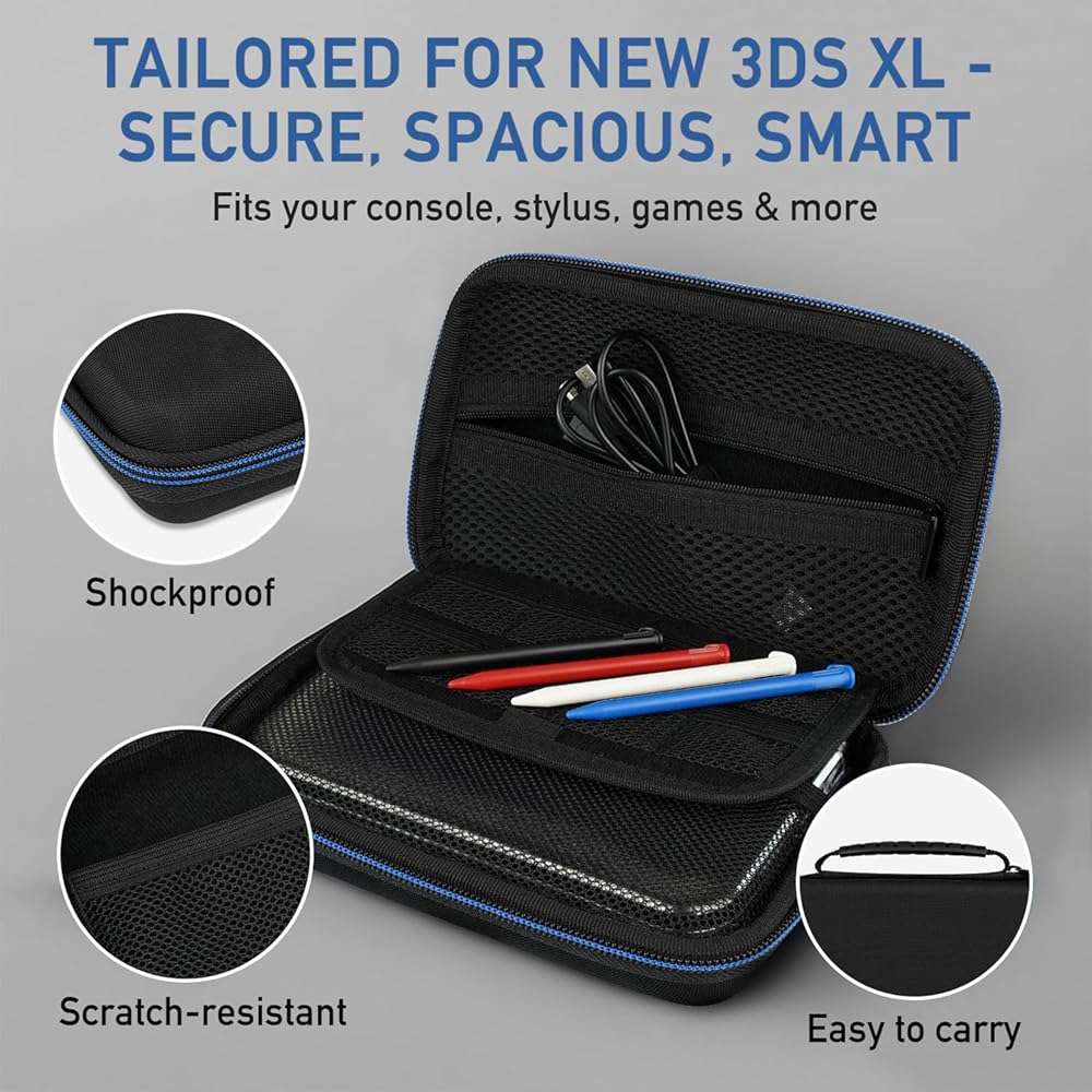 4-in-1 Accessories Kit for Nintendo New 3DS XL/LL – Full Protection Bundle Includes Carrying Case, Clear Hard Shell, 4 Stylus Pens & 2 Sets of Screen Protectors Compatible with New 3DS XL/LL Console - Image 2