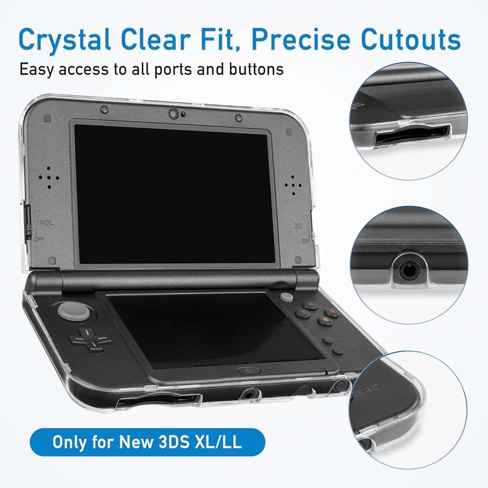 3-in-1 Accessories Kit for Nintendo New 3DS XL/LL – Clear Hard Case + Screen Protectors (Tempered Glass & PET) + 4 Stylus Pens – Protective Bundle Compatible with New 3DS LL/XL - Image 2