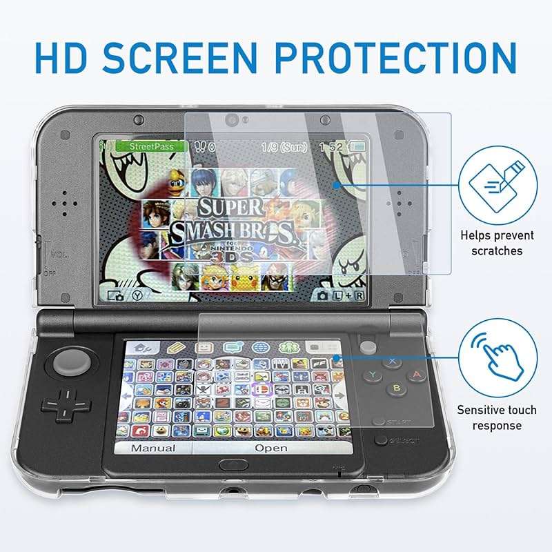3-in-1 Accessories Kit for Nintendo New 3DS XL/LL – Clear Hard Case + Screen Protectors (Tempered Glass & PET) + 4 Stylus Pens – Protective Bundle Compatible with New 3DS LL/XL - Image 3