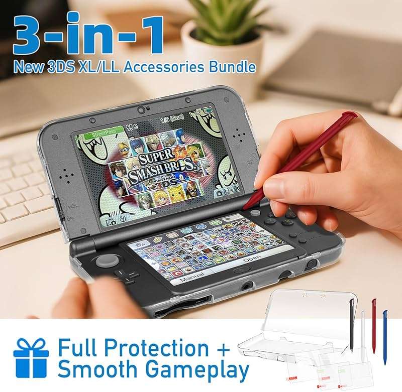 3-in-1 Accessories Kit for Nintendo New 3DS XL/LL – Clear Hard Case + Screen Protectors (Tempered Glass & PET) + 4 Stylus Pens – Protective Bundle Compatible with New 3DS LL/XL - Image 7