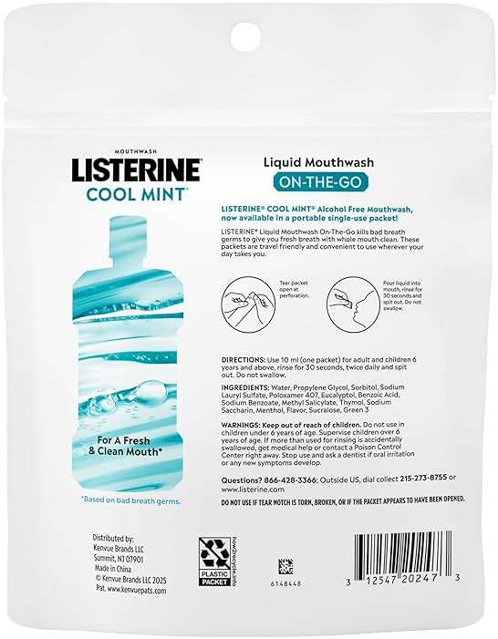 Listerine Mouthwash On-the-Go Travel Essentials Individual Packets of Alcohol-Free Cool Mint Flavor Oral Rinse Kills Bad Breath Germs Mini Travel Size Mouthwash, 30 ct - Image 9