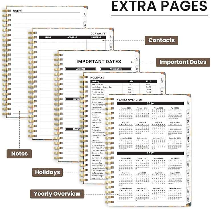 Planner 2026-2027, Monthly and Weekly Academic Planner July 2026 - June 2027, Hardcover Student Teacher Planning Agenda Calendar Book with Tabs, Perfect for Office School Supplies, A5 (6.3" x 8.5") - Garden - Image 6
