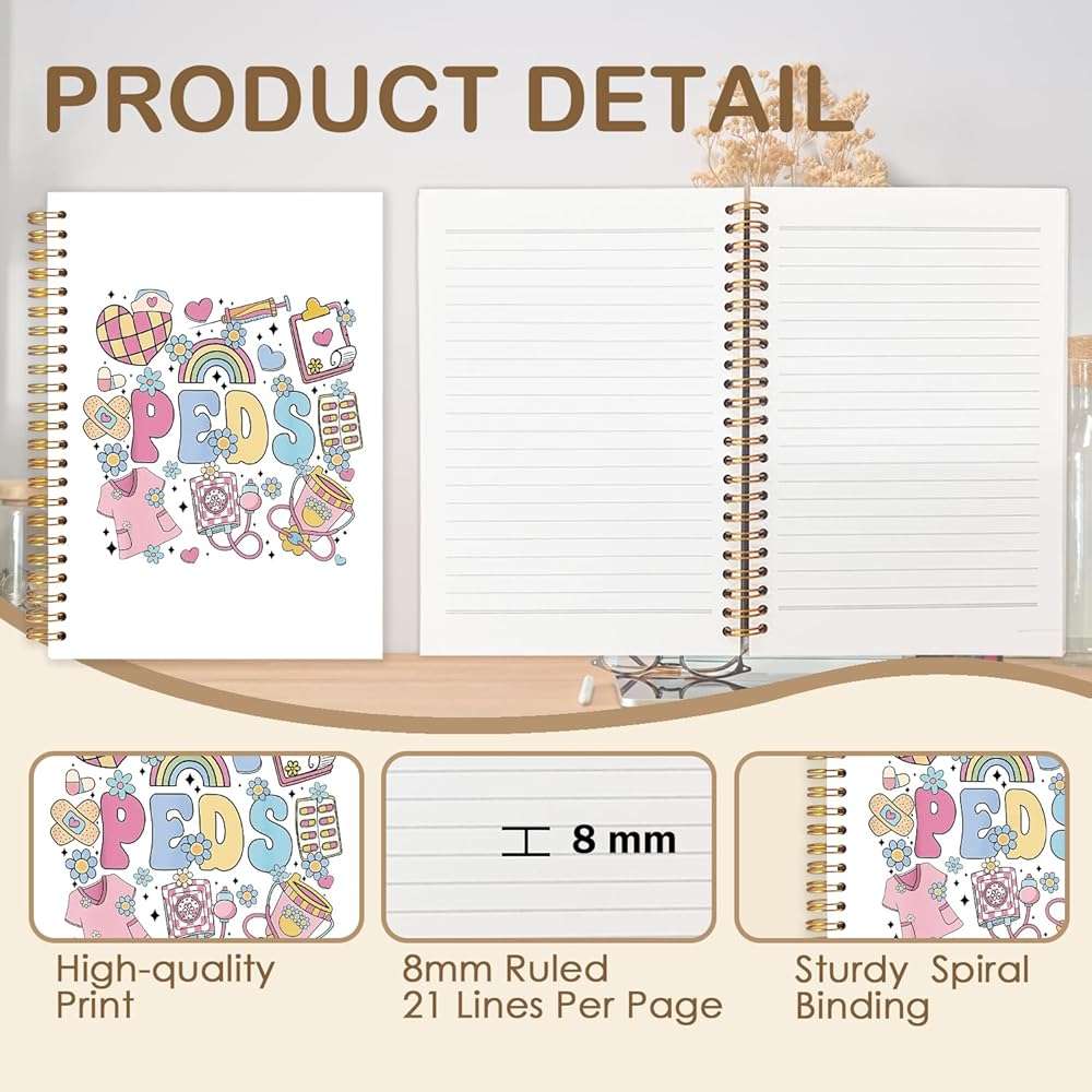 FDHSPAAM Pediatric Peds Nurse Gifts Spiral Journal Notebook 5.5x8.3in, Nurse Appreciation Gifts Journal for Woman, Nursing Graduation Gift Notebooks for Note Taking, Medical Nursing Hardcover Notebook - Image 6