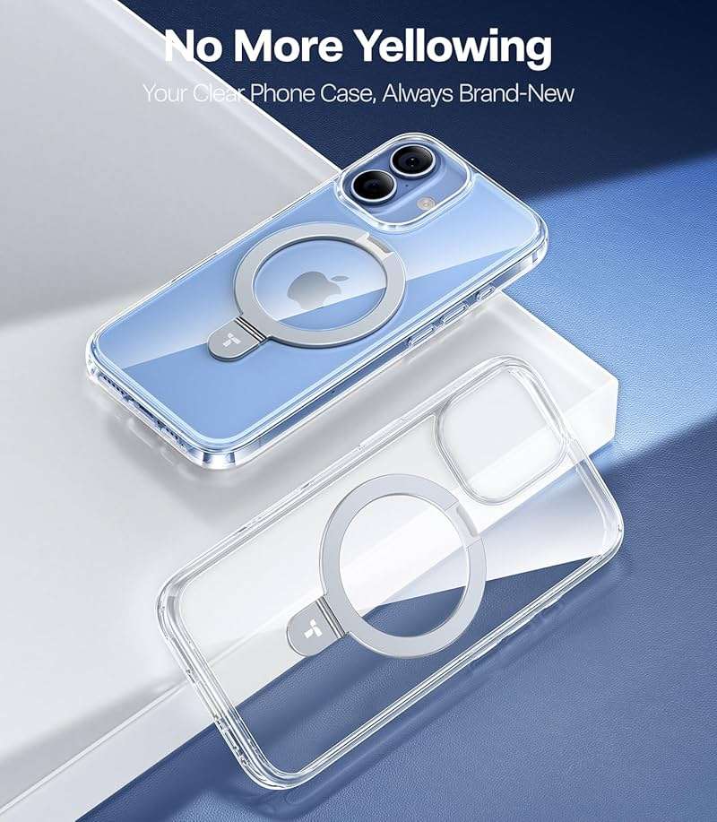 TORRAS Ostand for iPhone 17 Case Clear, Fit for MagSafe, 4X Military Drop Protection, Camera Control, Slim Magnetic Phone Case for iPhone 17 with Stand, Soft Edge, Anti Yellowing Cover 6.3", Clear - Image 7
