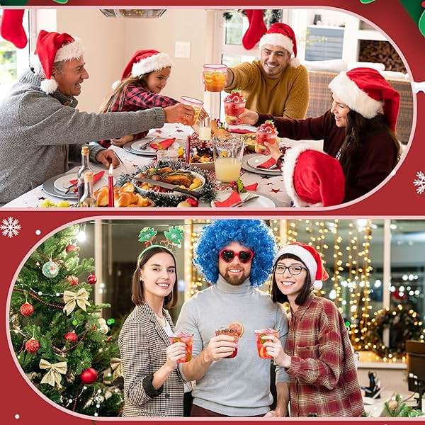KesaPlan 50 Pcs Red Clear Plastic Cups for Party, 12 oz Disposable Stemless Wine Glasses, Cute Round Bottom Plastic Cocktail Cups for Christmas Valentine's Day Mother's Day Birthday Wedding Party - Image 6