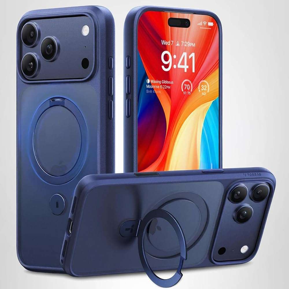 TORRAS Ostand for iPhone 17 Pro Max Case, [Military Grade Protection] [Fit for MagSafe] [Built in Kickstand] [Camera Control Button] Translucent Magnetic Slim Back Soft Edge, Deep Blue - Image 10
