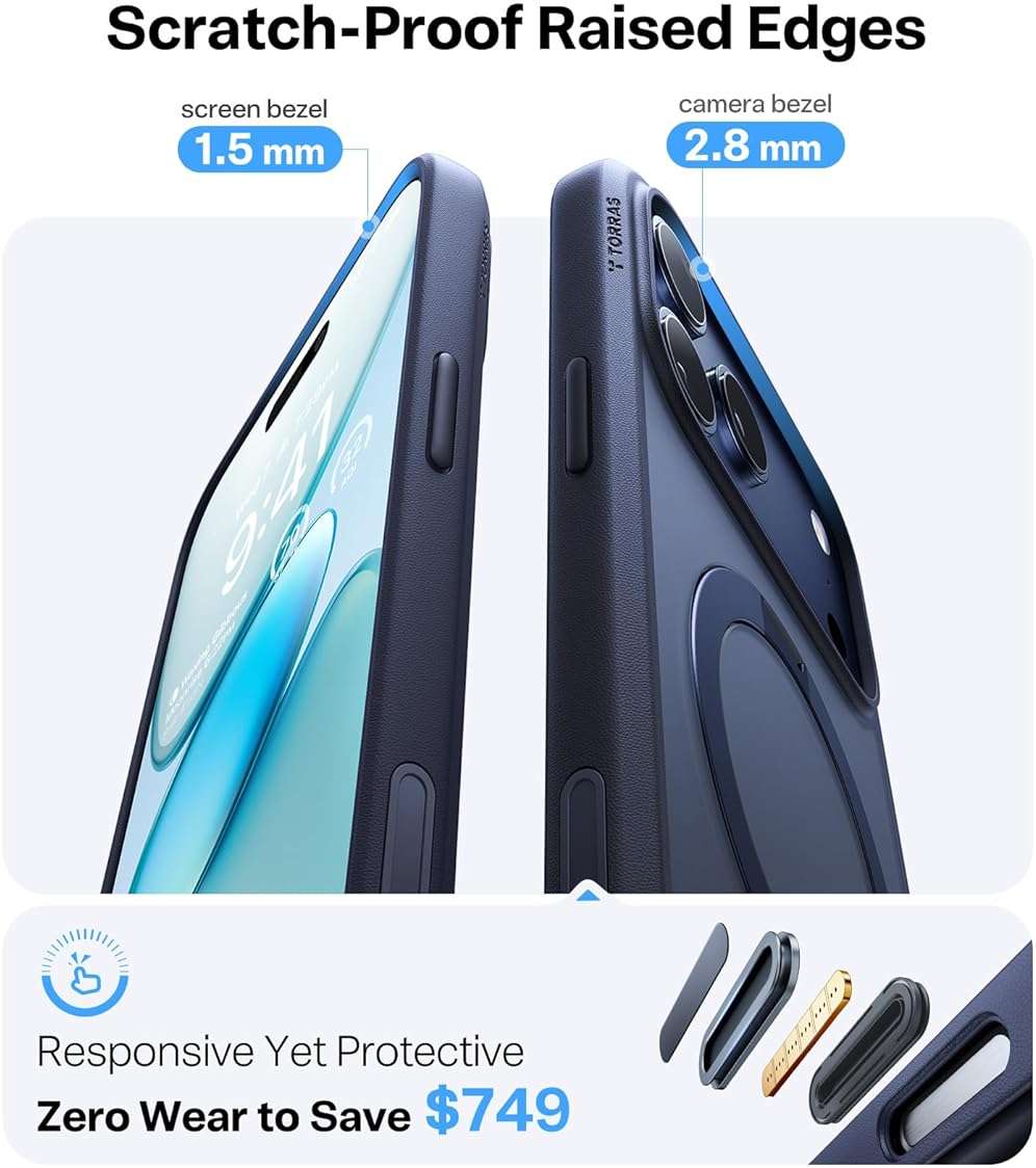 TORRAS Q3 Spin for iPhone 17 Pro Max Case with 360 Magnetic Stand, Camera Control, Fit for MagSafe, 4X Military-Grade Shockproof Case for iPhone 17 Pro Max Phone Case with Kickstand, Deep Blue - Image 7