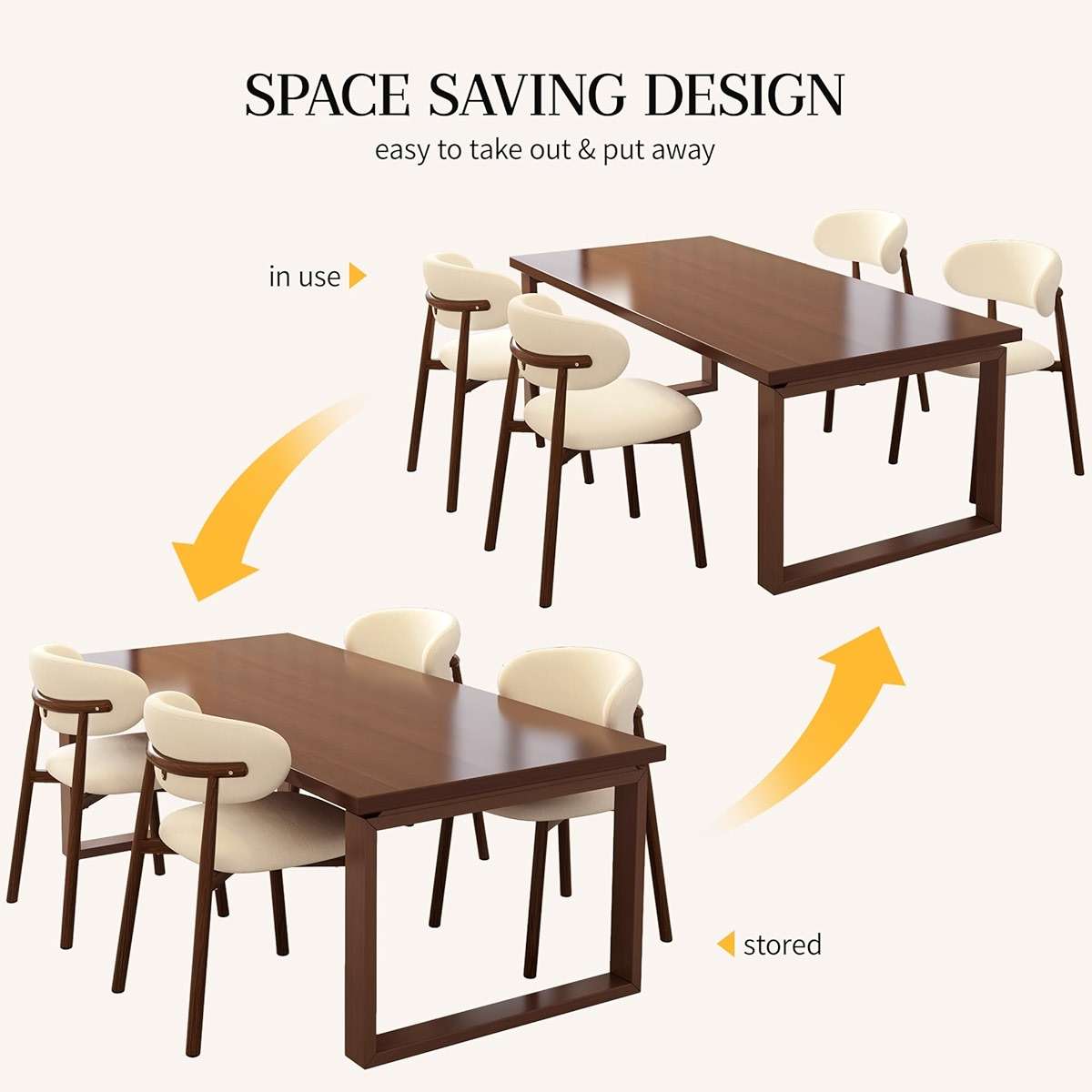 JCAJCA Kitchen Dining Chairs Set of 2 Modern Soft Linen Farmhouse Dining Room Chair with Metal Legs, Beige/Walnut - Image 5