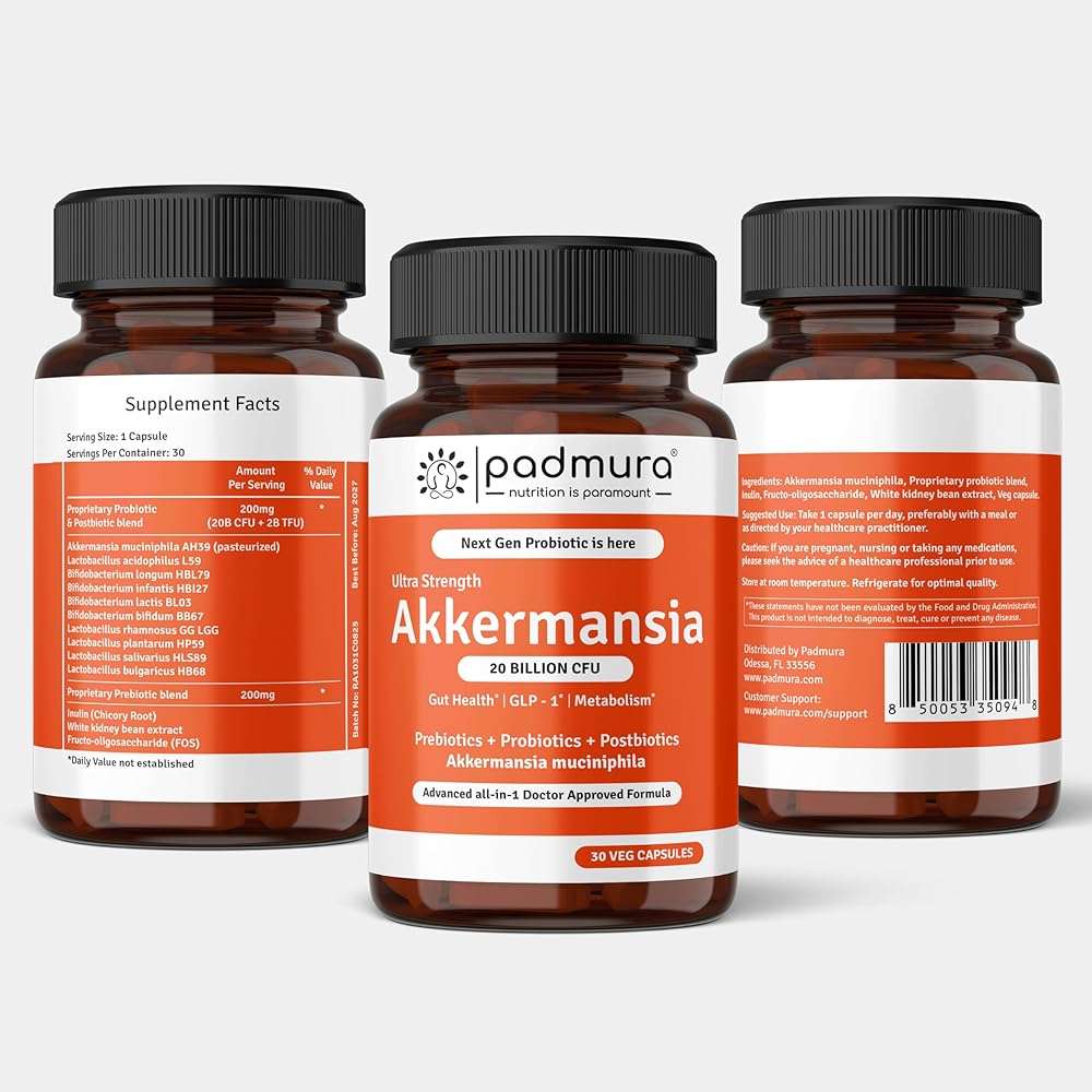 PADMURA Akkermansia Muciniphila Probiotic Supplement - 20 Billion CFU | 30 Veg Capsules | Prebiotic + Probiotic + Postbiotic Blend | Increases GLP-1 Production | Supports Digestion & Gut Health - Image 2