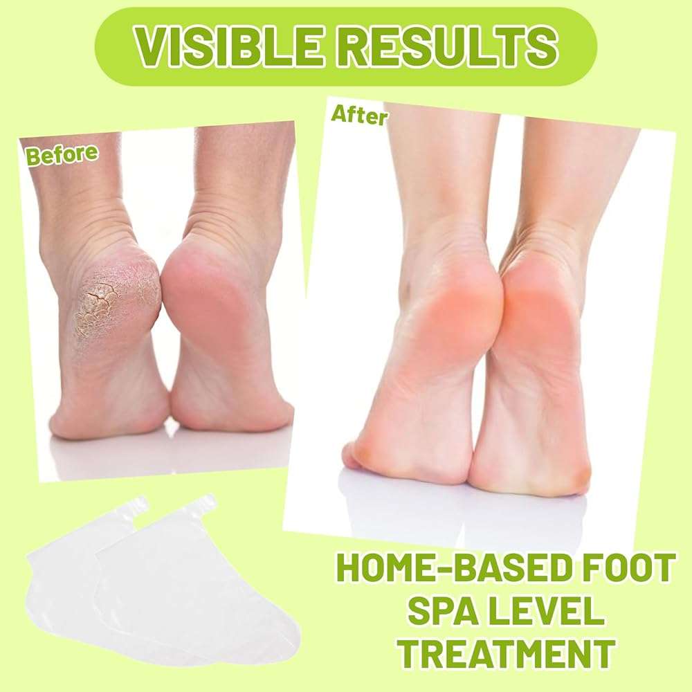 Mersenty 200 Pcs Disposable Foot Covers For Wax Therapy Plastic Waterproof Foot Mask Socks With Adhesive Stickers Home Pedicure Supplies Leak-Proof - Image 4