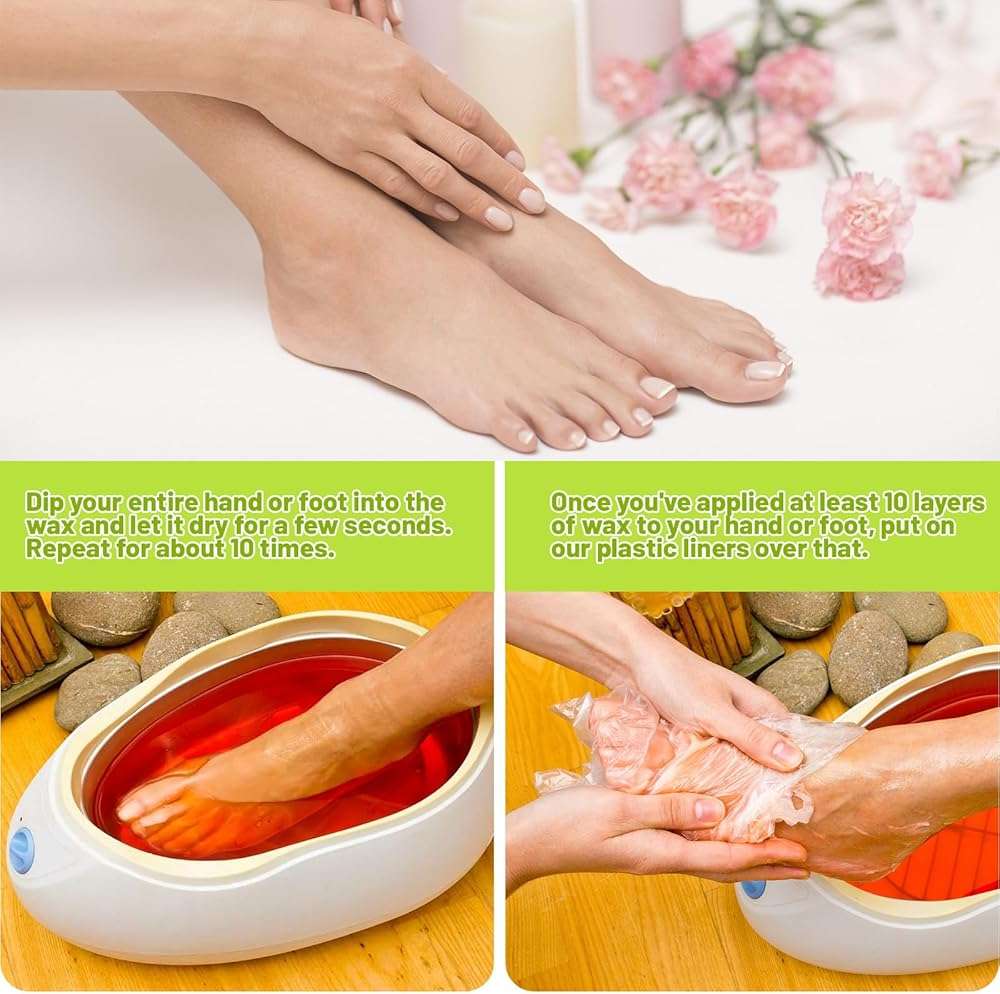 Mersenty 200 Pcs Disposable Foot Covers For Wax Therapy Plastic Waterproof Foot Mask Socks With Adhesive Stickers Home Pedicure Supplies Leak-Proof - Image 6