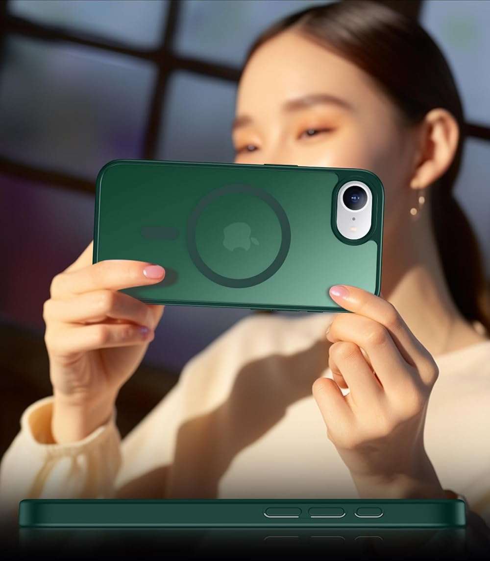 SPIDERCASE for iPhone 16e Case for iPhone 17e Case, Magnetic Translucent Matte Case with 2PCS Tempered Glass Screen Protector Slim Phone Case for iPhone 16E/17E 6.1'',Forest Green - Image 6