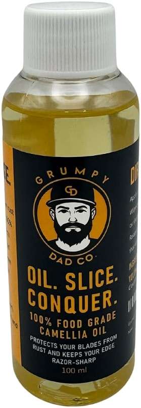Grumpy Dad Camellia Oil for Knives – 100ml Food-Grade Tsubaki Oil | Carbon Steel Knife Oil, Rust Prevention | Aogami, High-Carbon & Japanese Knife Care | No Residue, Odourless - Image 2