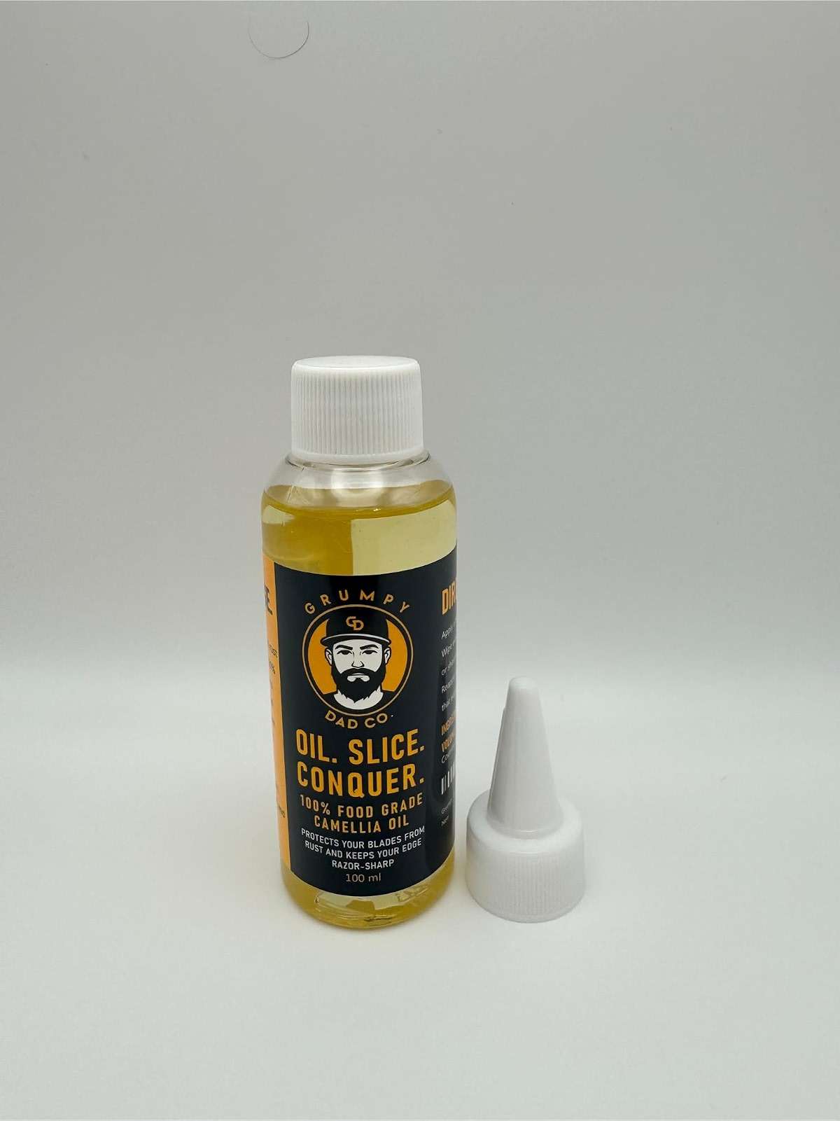 Grumpy Dad Camellia Oil for Knives – 100ml Food-Grade Tsubaki Oil | Carbon Steel Knife Oil, Rust Prevention | Aogami, High-Carbon & Japanese Knife Care | No Residue, Odourless - Image 3