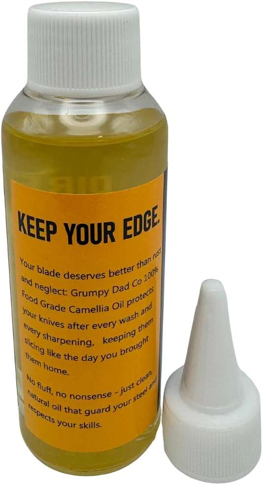 Grumpy Dad Camellia Oil for Knives – 100ml Food-Grade Tsubaki Oil | Carbon Steel Knife Oil, Rust Prevention | Aogami, High-Carbon & Japanese Knife Care | No Residue, Odourless - Image 4