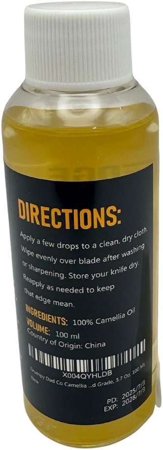 Grumpy Dad Camellia Oil for Knives – 100ml Food-Grade Tsubaki Oil | Carbon Steel Knife Oil, Rust Prevention | Aogami, High-Carbon & Japanese Knife Care | No Residue, Odourless - Image 5