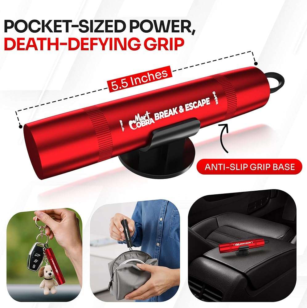 Car Window Breaker Seatbelt Cutter [4 Pack] – Emergency Glass Breaker Tool for Car – 2-in-1 Safety Hammer Life Hammer – Car Essentials, Car Must Haves, Auto Escape Keychain, Emergency Break & Escape - Image 2