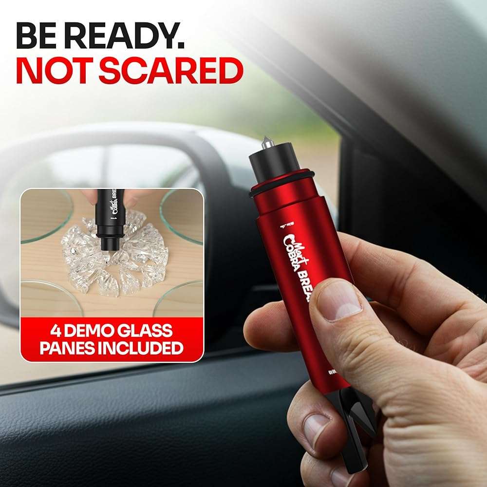 Car Window Breaker Seatbelt Cutter [4 Pack] – Emergency Glass Breaker Tool for Car – 2-in-1 Safety Hammer Life Hammer – Car Essentials, Car Must Haves, Auto Escape Keychain, Emergency Break & Escape - Image 3