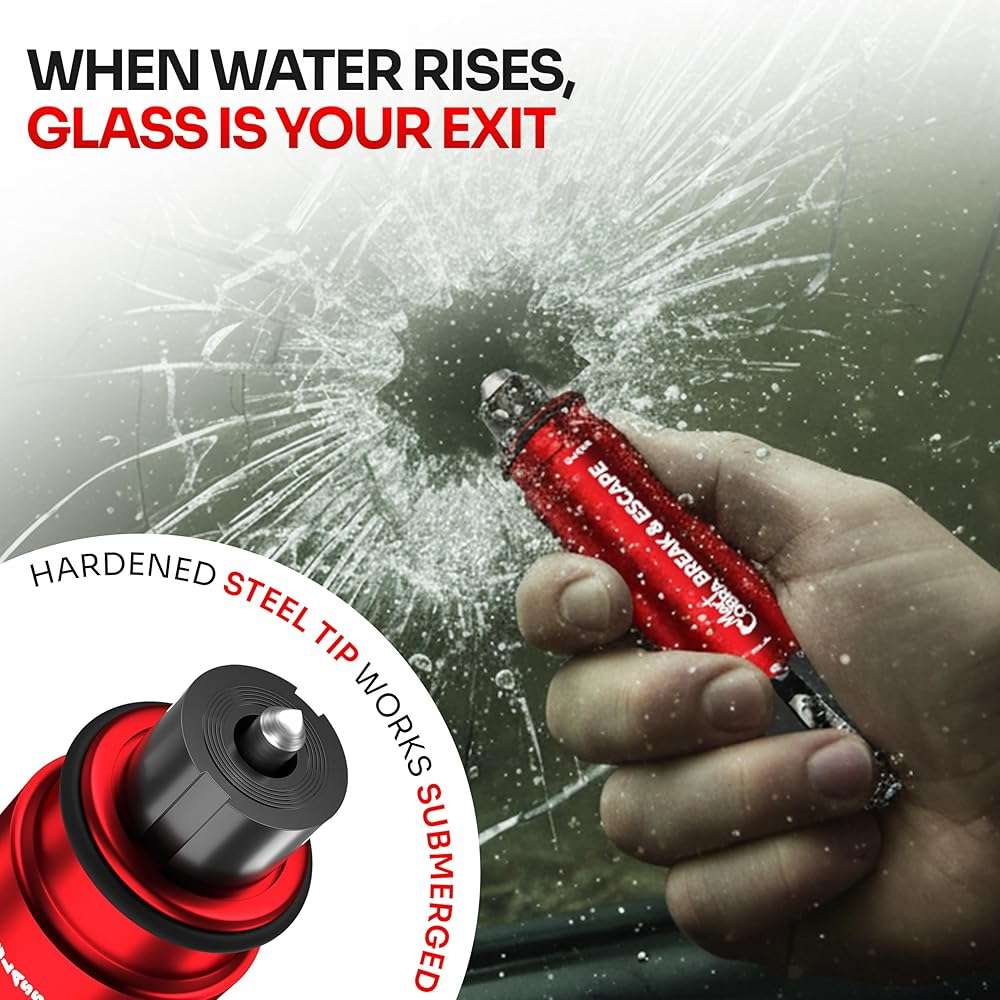 Car Window Breaker Seatbelt Cutter [4 Pack] – Emergency Glass Breaker Tool for Car – 2-in-1 Safety Hammer Life Hammer – Car Essentials, Car Must Haves, Auto Escape Keychain, Emergency Break & Escape - Image 6