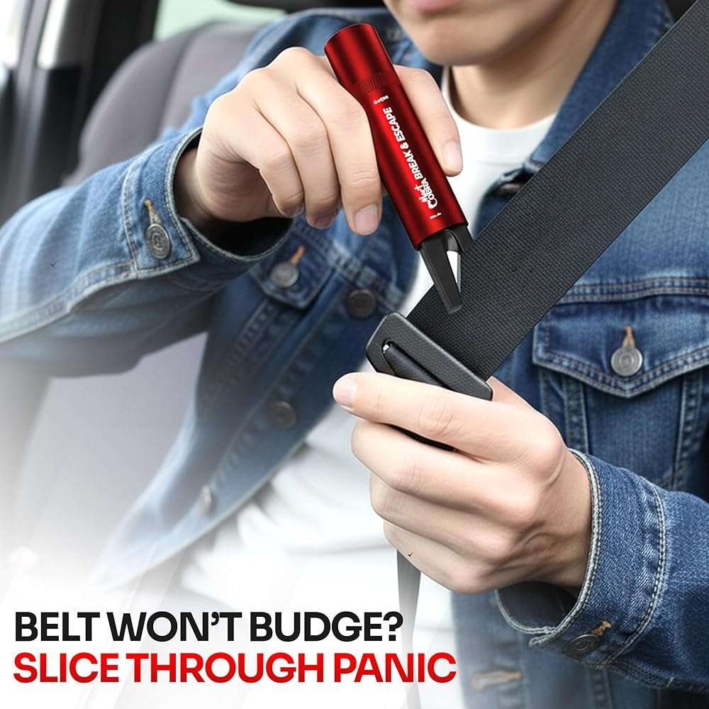 Car Window Breaker Seatbelt Cutter [4 Pack] – Emergency Glass Breaker Tool for Car – 2-in-1 Safety Hammer Life Hammer – Car Essentials, Car Must Haves, Auto Escape Keychain, Emergency Break & Escape - Image 7