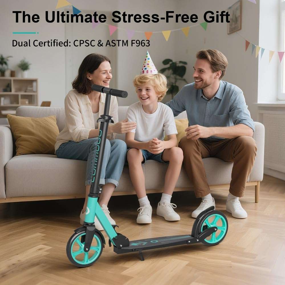 Kick Scooter for Kids 5-12, Teens, Adults, CPSC Certified Foldable Lightweight Sport Scooter with 8 Inch Wheels, Max Load 240 LBS, Gift for Childs - Image 4