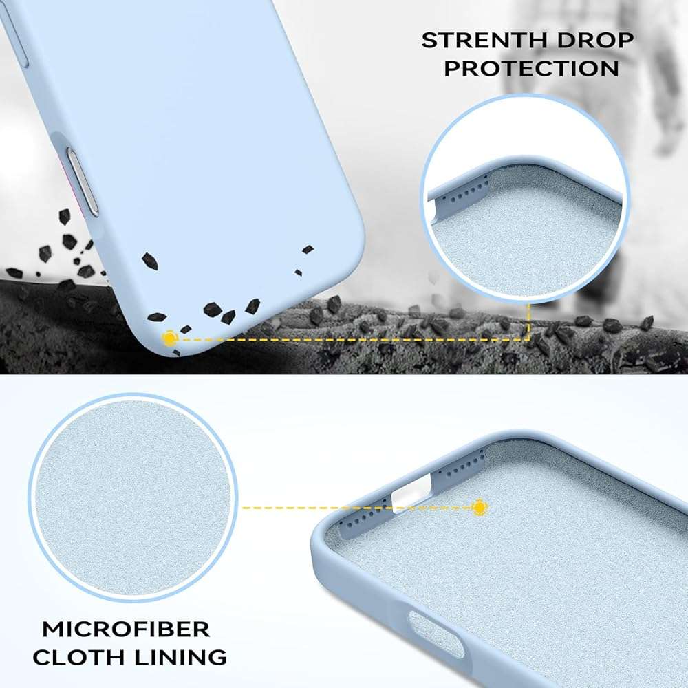 Telaso Case for iPhone 17 Pro Max, Liquid Silicone Soft Gel Rubber iPhone 17 Pro Max Phone Case Slim Thin Phone Case with Microfiber Lining Protective Phone Cases Cover for Men Women, Light Blue - Image 3