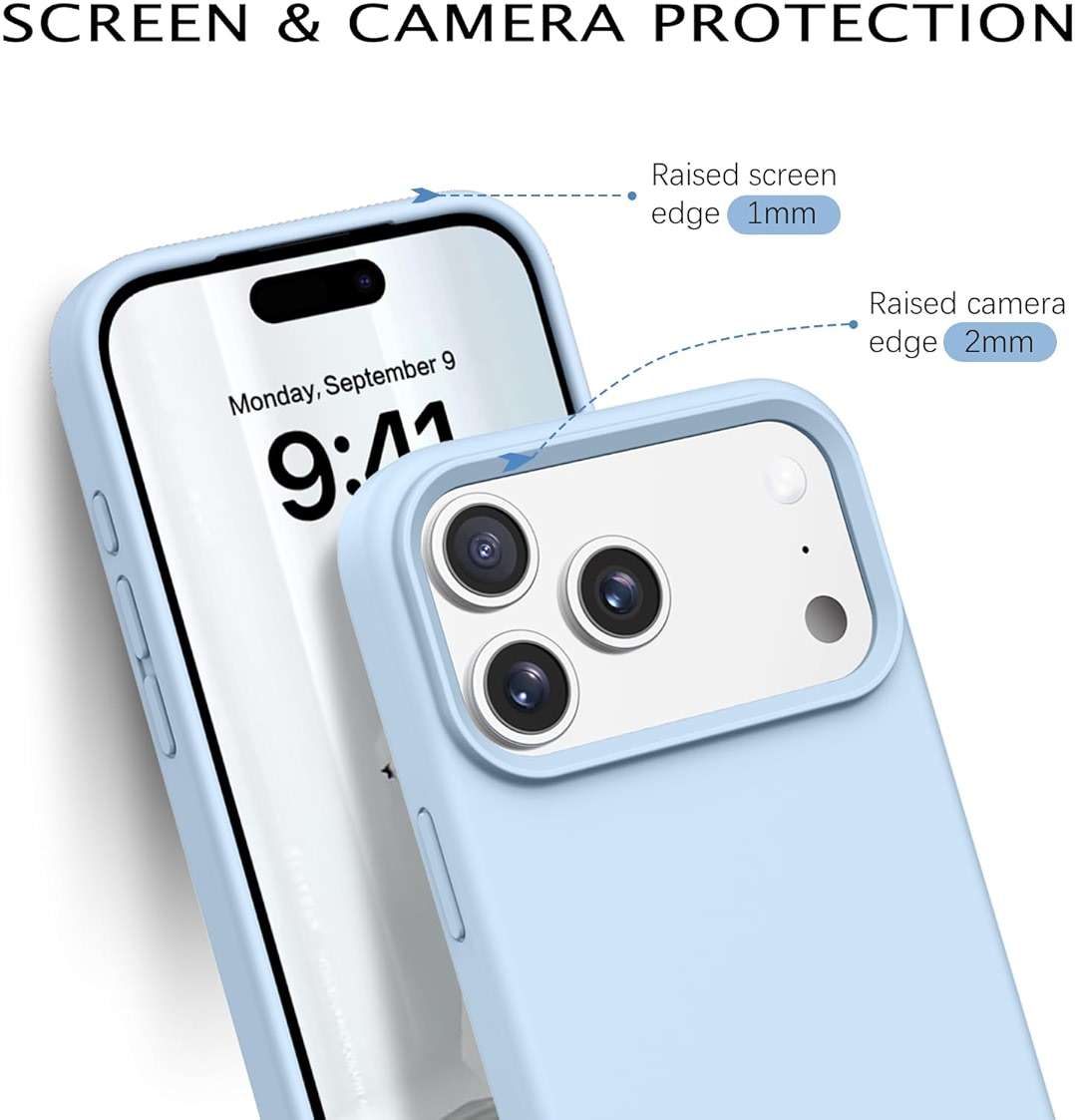Telaso Case for iPhone 17 Pro Max, Liquid Silicone Soft Gel Rubber iPhone 17 Pro Max Phone Case Slim Thin Phone Case with Microfiber Lining Protective Phone Cases Cover for Men Women, Light Blue - Image 7
